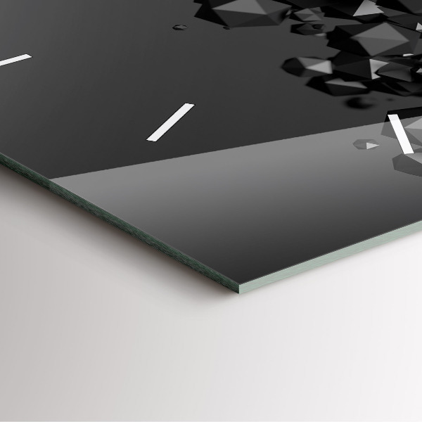 Szögletes fali üvegóra Fekete absztrakció