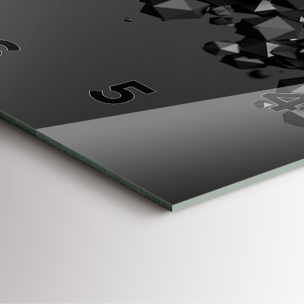 Szögletes fali üvegóra Fekete absztrakció