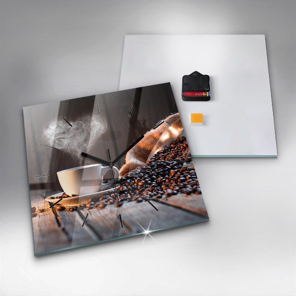 Szögletes fali üvegóra Egy csésze kávét