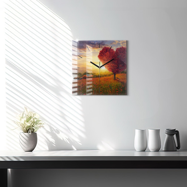 Szögletes fali üvegóra Szerelem szív fa