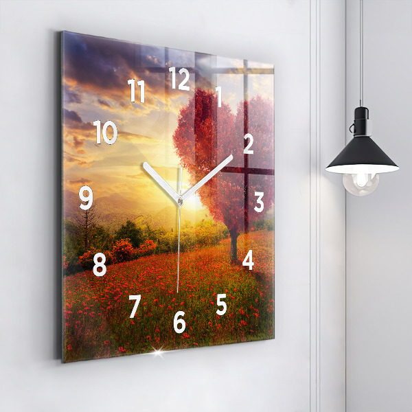 Szögletes fali üvegóra Szerelem szív fa