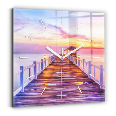 Szögletes fali üvegóra Este a híd a kikötőben