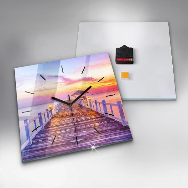 Szögletes fali üvegóra Este a híd a kikötőben