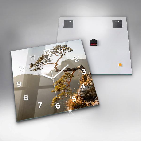 Szögletes fali üvegóra Egy fa a hegyekben