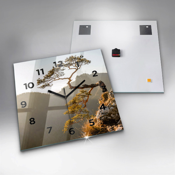 Szögletes fali üvegóra Egy fa a hegyekben