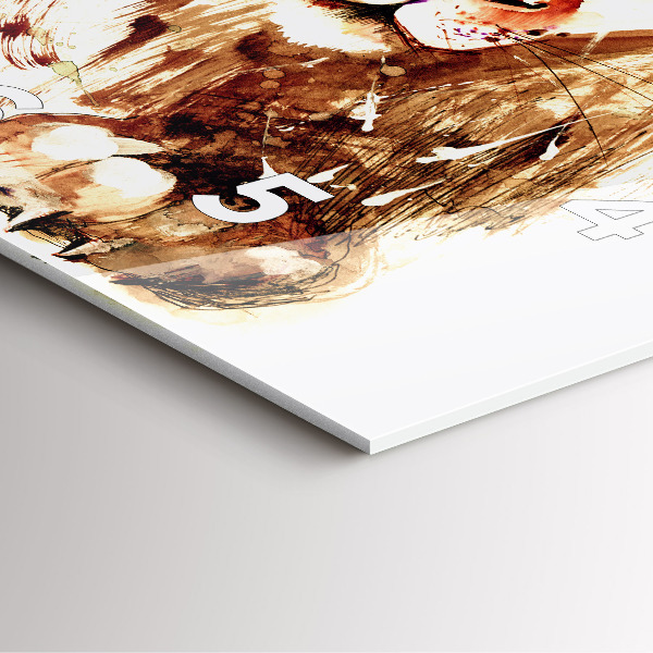 Szögletes fali üvegóra Barna oroszlán illusztrációja