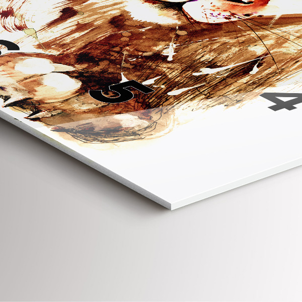 Szögletes fali üvegóra Barna oroszlán illusztrációja