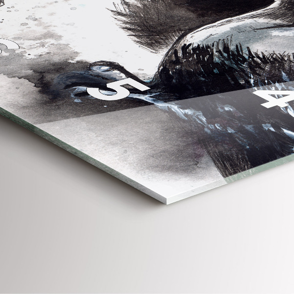 Szögletes fali üvegóra Festett madarak