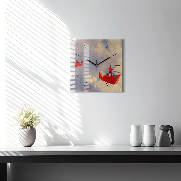 Szögletes fali üvegóra Papírhajók