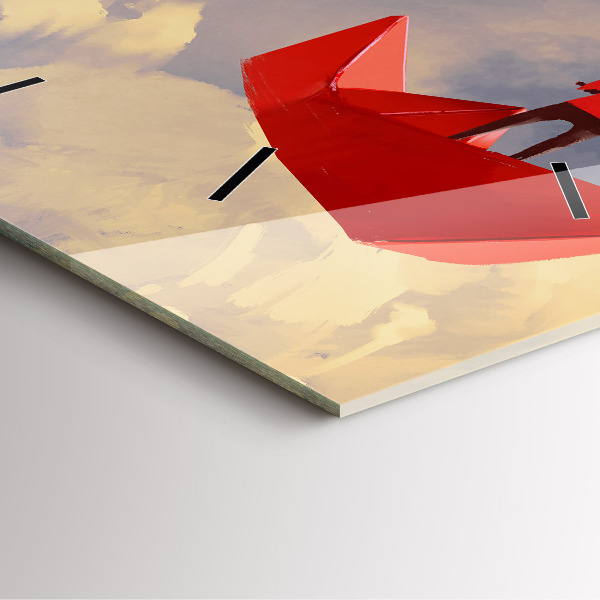 Szögletes fali üvegóra Papírhajók