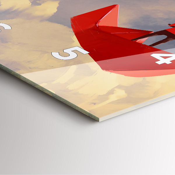 Szögletes fali üvegóra Papírhajók