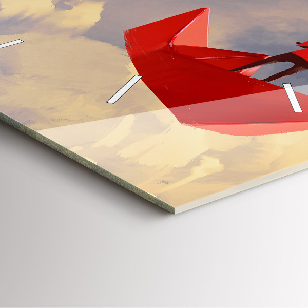 Szögletes fali üvegóra Papírhajók