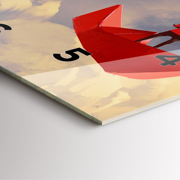 Szögletes fali üvegóra Papírhajók