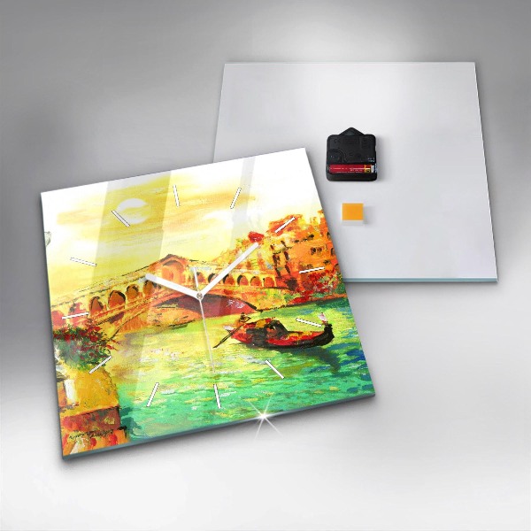 Szögletes fali üvegóra Velence Rialto híd