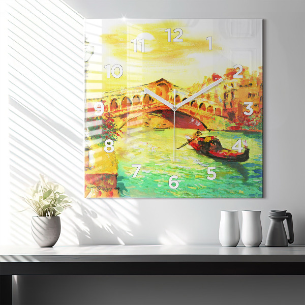 Szögletes fali üvegóra Velence Rialto híd