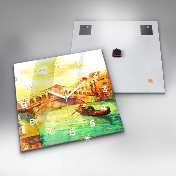 Szögletes fali üvegóra Velence Rialto híd