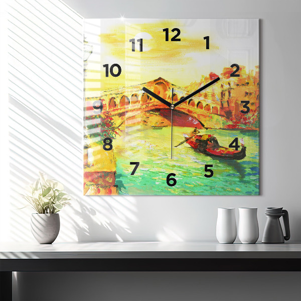 Szögletes fali üvegóra Velence Rialto híd