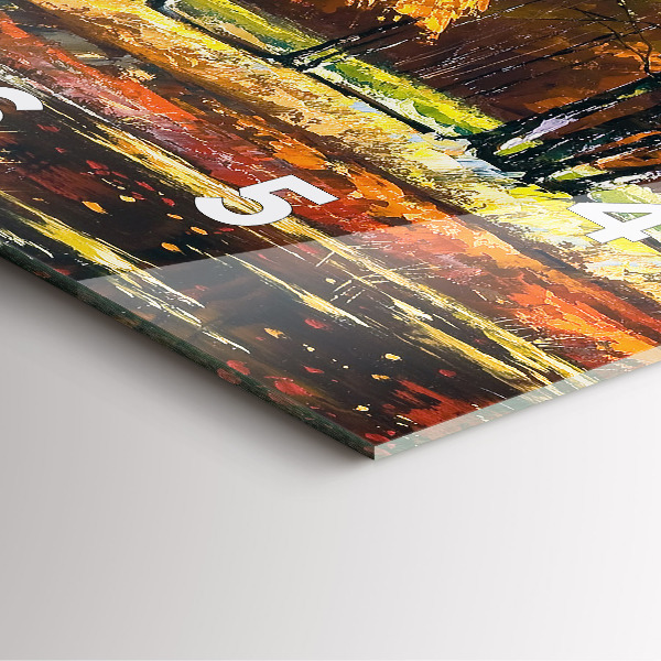 Szögletes fali üvegóra Őszi táj egy folyóval