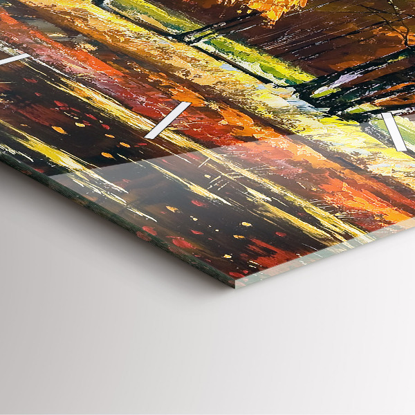 Szögletes fali üvegóra Őszi táj egy folyóval