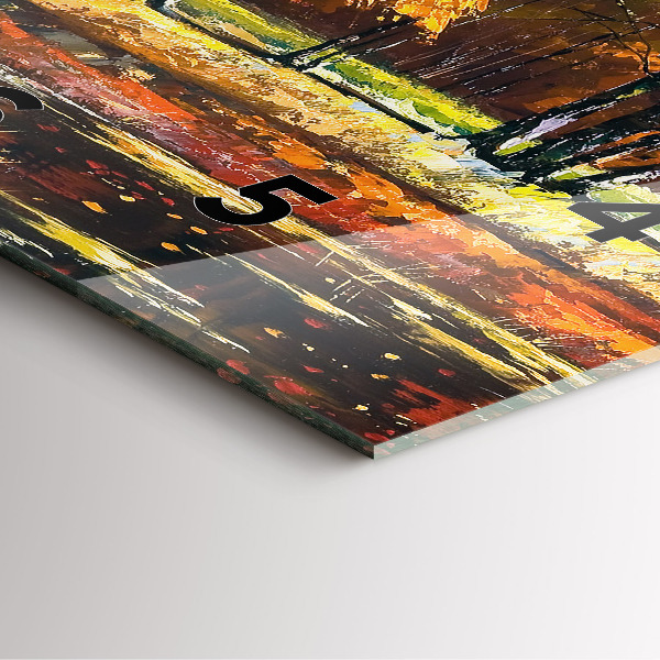 Szögletes fali üvegóra Őszi táj egy folyóval