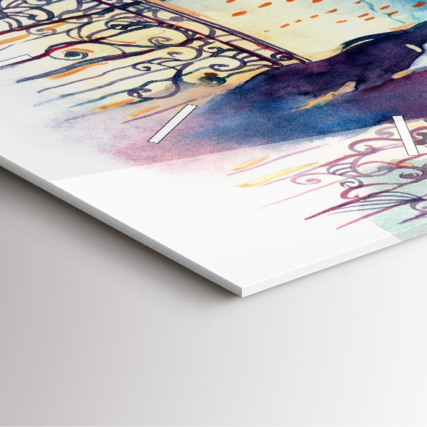 Szögletes fali üvegóra Emberek akvarellben