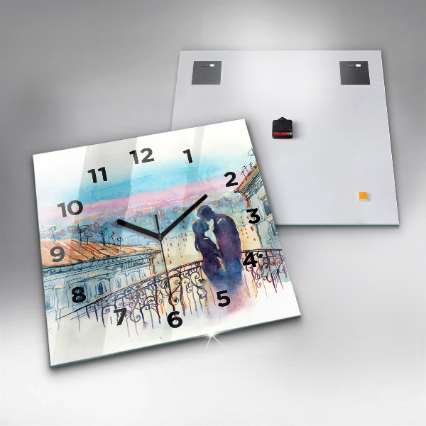 Szögletes fali üvegóra Emberek akvarellben