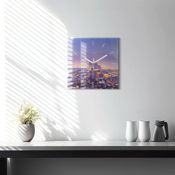 Szögletes fali üvegóra Kilátás Barcelona