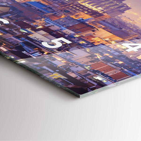 Szögletes fali üvegóra Kilátás Barcelona