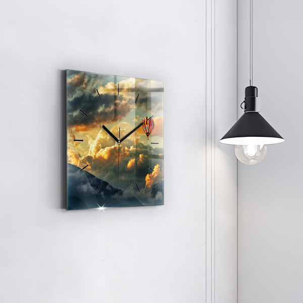 Szögletes fali üvegóra Léggömb repülés a felhőkben