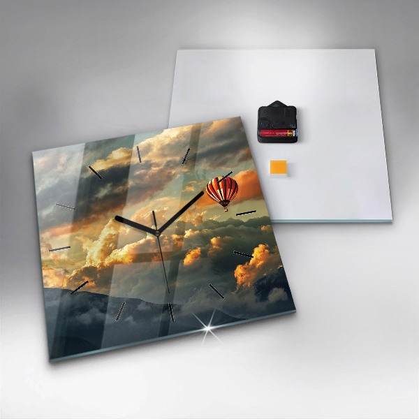 Szögletes fali üvegóra Léggömb repülés a felhőkben