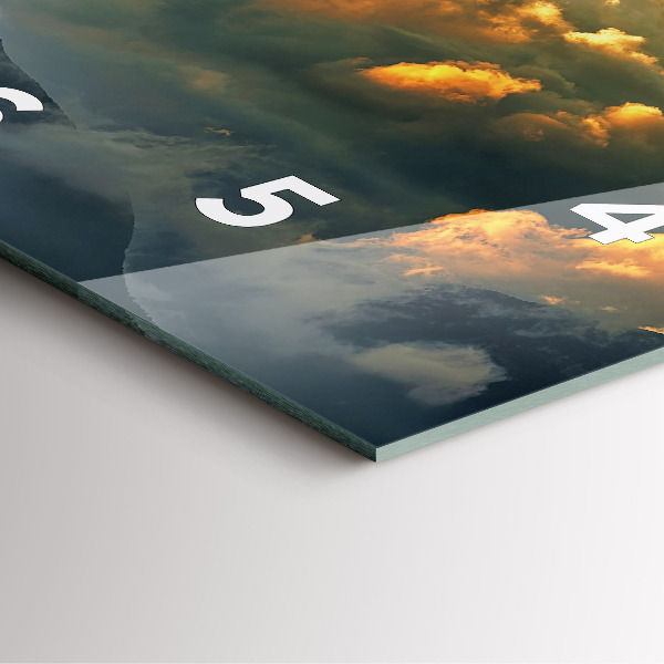 Szögletes fali üvegóra Léggömb repülés a felhőkben