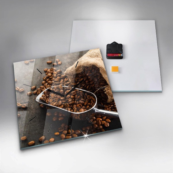 Szögletes fali üvegóra Egy zacskó kávébab