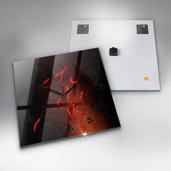 Szögletes fali üvegóra Chili paprika