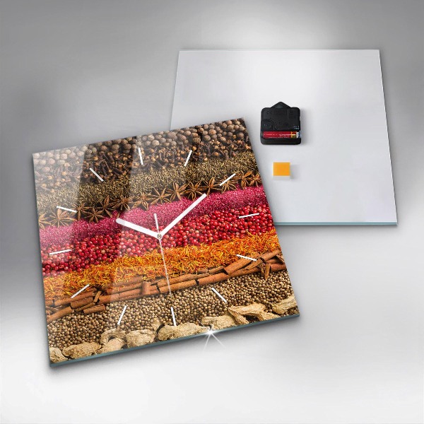 Szögletes fali üvegóra Fűszerek sorai