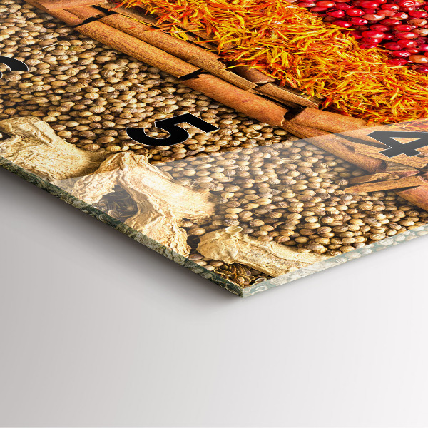 Szögletes fali üvegóra Fűszerek sorai