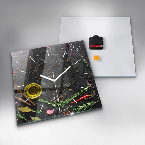 Szögletes fali üvegóra Fűszerek a pulton