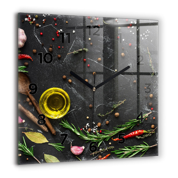 Szögletes fali üvegóra Fűszerek a pulton