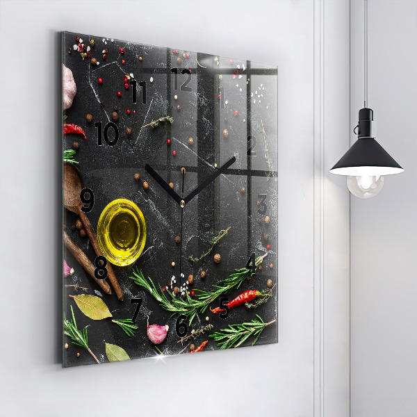 Szögletes fali üvegóra Fűszerek a pulton