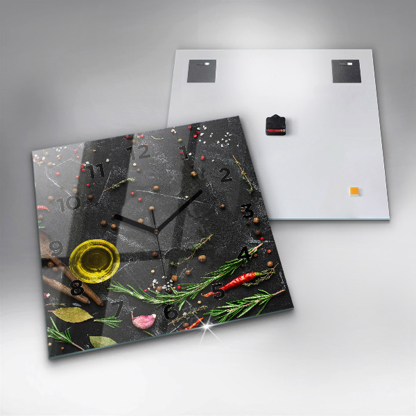 Szögletes fali üvegóra Fűszerek a pulton