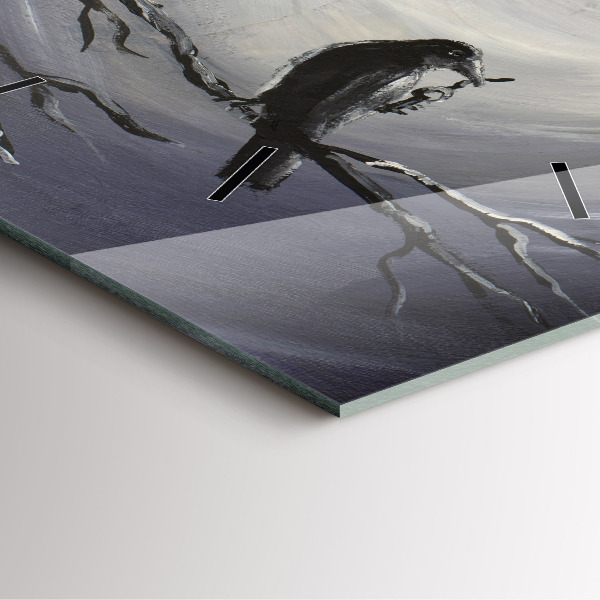 Szögletes fali üvegóra Holló a holdfényben