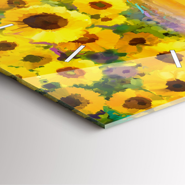 Szögletes fali üvegóra Napraforgó mező