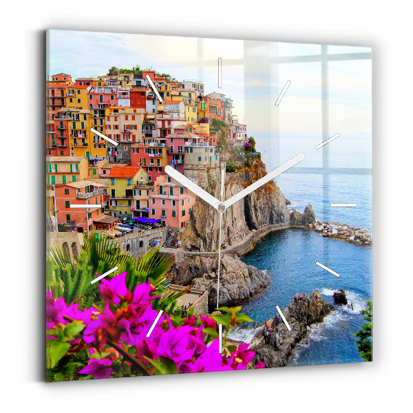 Szögletes fali üvegóra Cinque Terre-part
