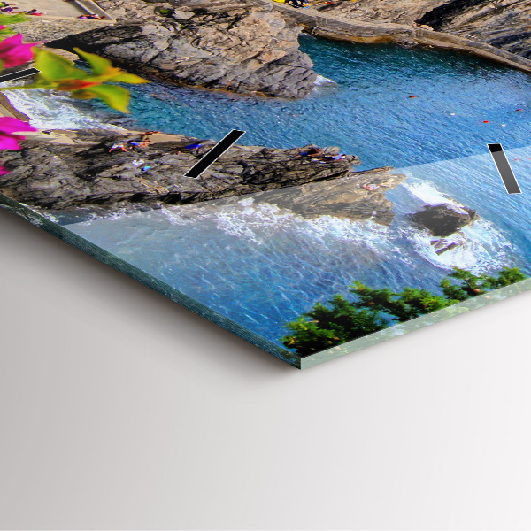 Szögletes fali üvegóra Cinque Terre-part