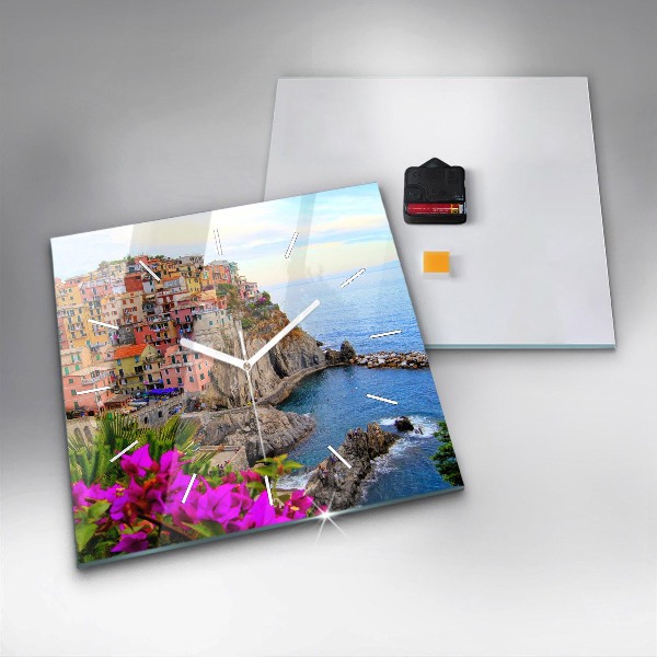Szögletes fali üvegóra Cinque Terre-part