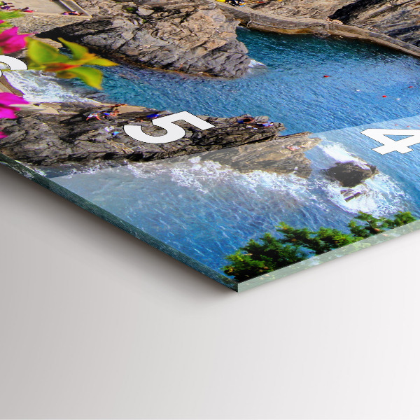 Szögletes fali üvegóra Cinque Terre-part