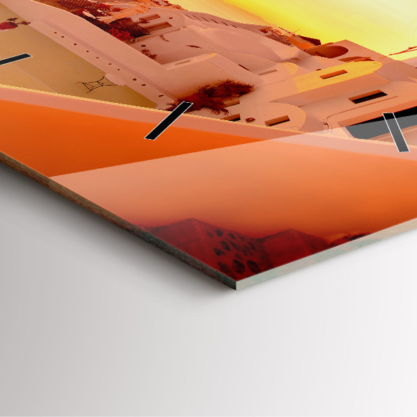 Szögletes fali üvegóra Régi szélmalom Santoriniben