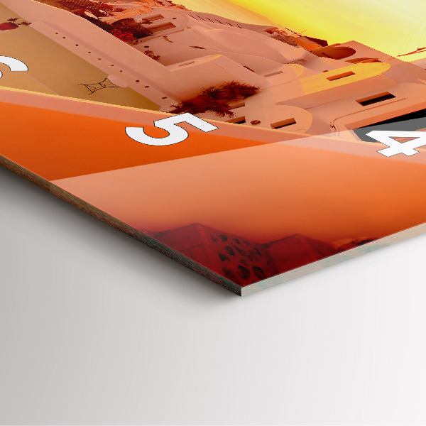 Szögletes fali üvegóra Régi szélmalom Santoriniben