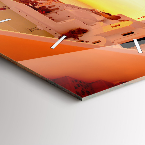 Szögletes fali üvegóra Régi szélmalom Santoriniben