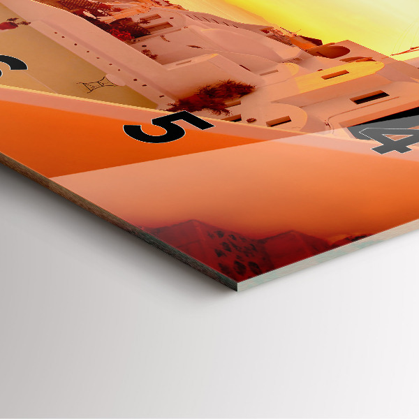 Szögletes fali üvegóra Régi szélmalom Santoriniben