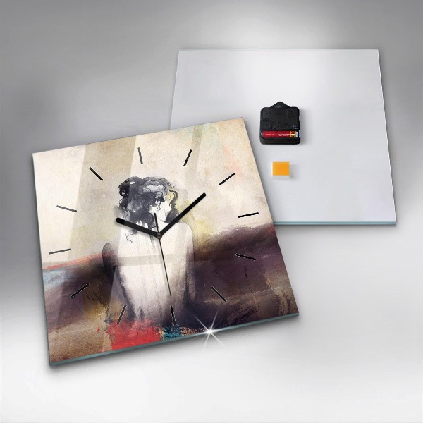 Szögletes fali üvegóra Egy nő absztrakt portréja